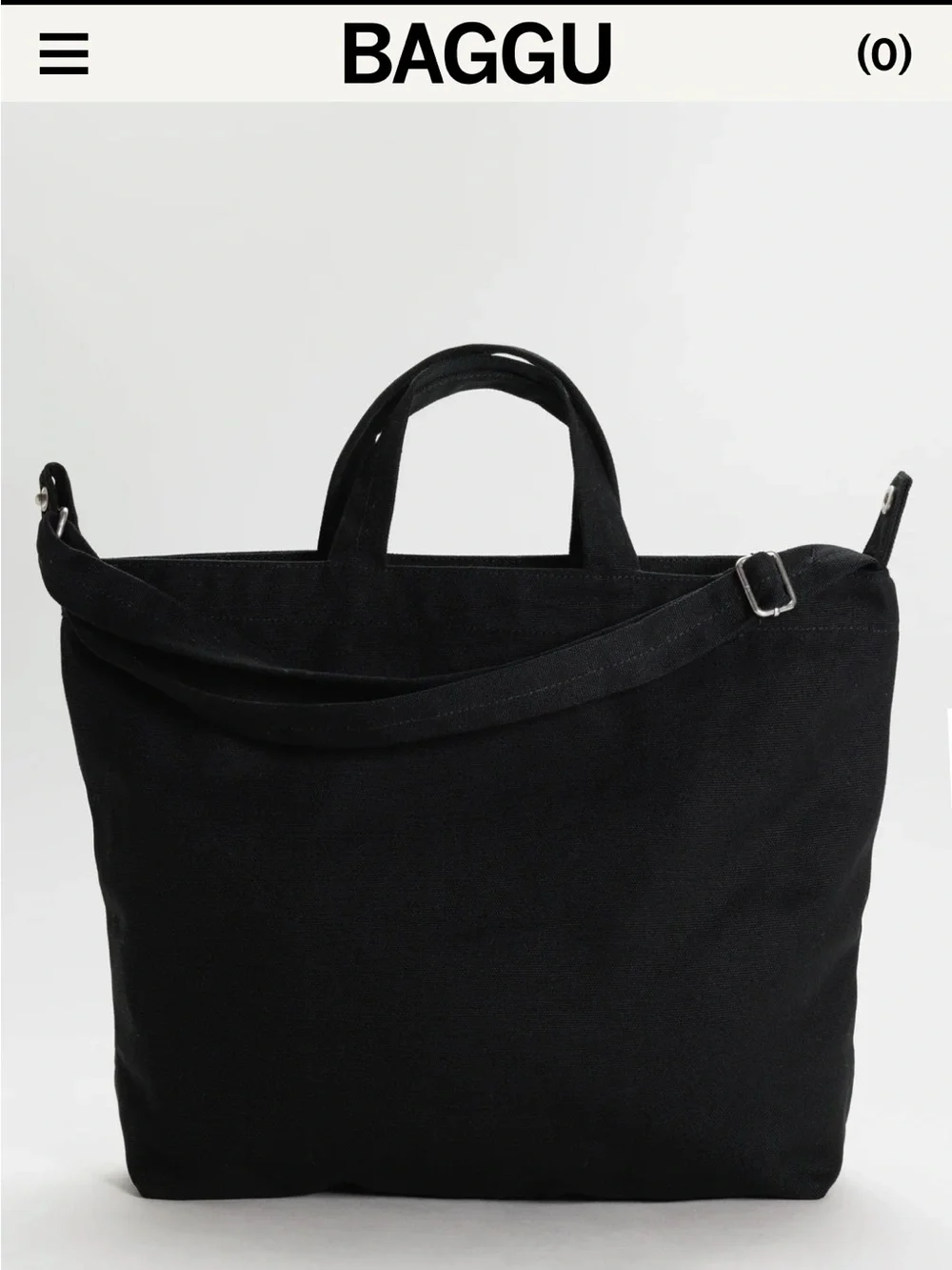 BAGGU Black Canvas Tote with Adjustable Shoulder Strap